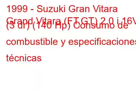 1999 - Suzuki Gran Vitara
Grand Vitara (FT,GT) 2.0 i 16V (3 dr) (140 Hp) Consumo de combustible y especificaciones técnicas