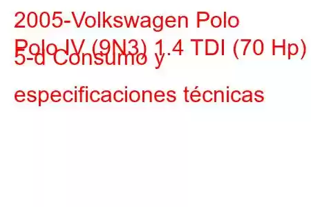 2005-Volkswagen Polo
Polo IV (9N3) 1.4 TDI (70 Hp) 5-d Consumo y especificaciones técnicas