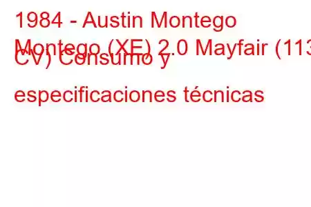 1984 - Austin Montego
Montego (XE) 2.0 Mayfair (113 CV) Consumo y especificaciones técnicas