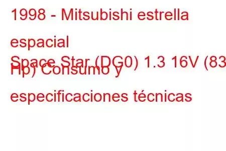 1998 - Mitsubishi estrella espacial
Space Star (DG0) 1.3 16V (83 Hp) Consumo y especificaciones técnicas