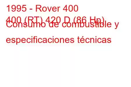 1995 - Rover 400
400 (RT) 420 D (86 Hp) Consumo de combustible y especificaciones técnicas