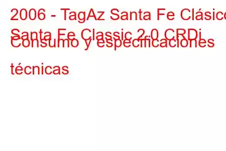 2006 - TagAz Santa Fe Clásico
Santa Fe Classic 2.0 CRDi Consumo y especificaciones técnicas