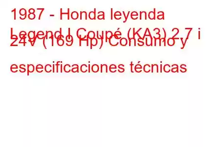 1987 - Honda leyenda
Legend I Coupé (KA3) 2.7 i 24V (169 Hp) Consumo y especificaciones técnicas