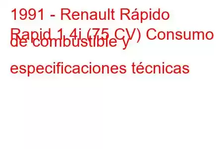 1991 - Renault Rápido
Rapid 1.4i (75 CV) Consumo de combustible y especificaciones técnicas