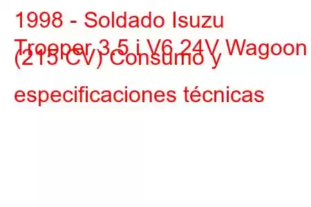 1998 - Soldado Isuzu
Trooper 3.5 i V6 24V Wagoon (215 CV) Consumo y especificaciones técnicas