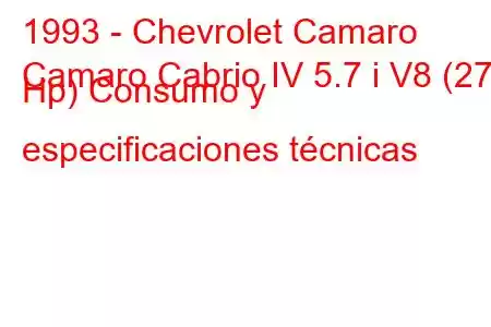 1993 - Chevrolet Camaro
Camaro Cabrio IV 5.7 i V8 (279 Hp) Consumo y especificaciones técnicas