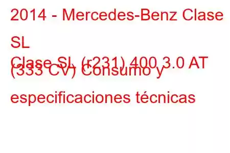 2014 - Mercedes-Benz Clase SL
Clase SL (r231) 400 3.0 AT (333 CV) Consumo y especificaciones técnicas