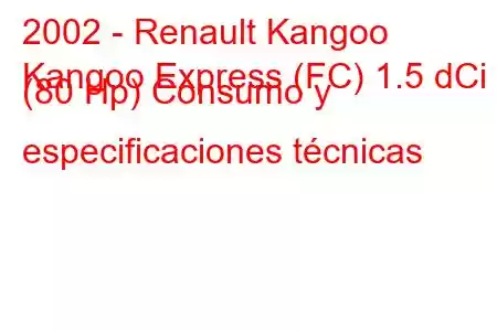 2002 - Renault Kangoo
Kangoo Express (FC) 1.5 dCi (80 Hp) Consumo y especificaciones técnicas