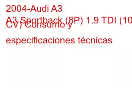 2004-Audi A3
A3 Sportback (8P) 1.9 TDI (105 CV) Consumo y especificaciones técnicas