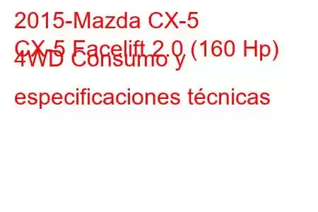 2015-Mazda CX-5
CX-5 Facelift 2.0 (160 Hp) 4WD Consumo y especificaciones técnicas