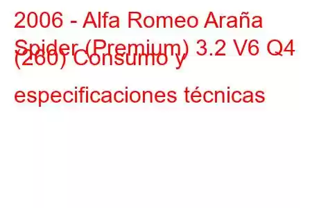 2006 - Alfa Romeo Araña
Spider (Premium) 3.2 V6 Q4 (260) Consumo y especificaciones técnicas