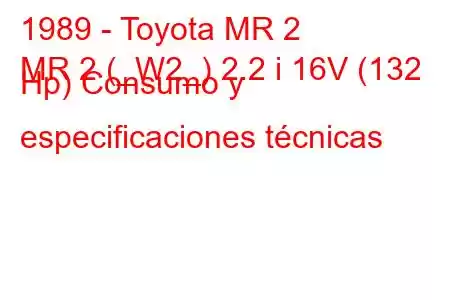 1989 - Toyota MR 2
MR 2 (_W2_) 2.2 i 16V (132 Hp) Consumo y especificaciones técnicas