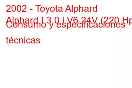 2002 - Toyota Alphard
Alphard I 3.0 i V6 24V (220 Hp) Consumo y especificaciones técnicas