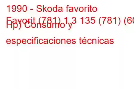 1990 - Skoda favorito
Favorit (781) 1.3 135 (781) (60 Hp) Consumo y especificaciones técnicas