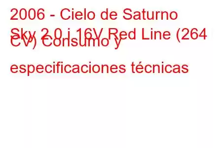 2006 - Cielo de Saturno
Sky 2.0 i 16V Red Line (264 CV) Consumo y especificaciones técnicas