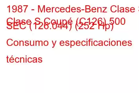 1987 - Mercedes-Benz Clase S
Clase S Coupé (C126) 500 SEC (126.044) (252 Hp) Consumo y especificaciones técnicas