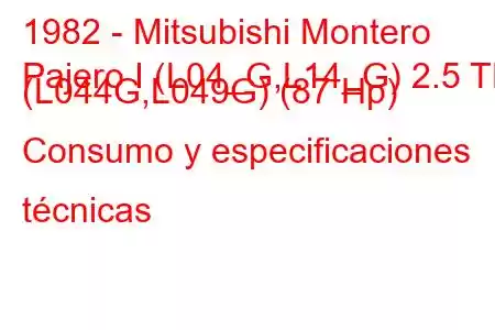 1982 - Mitsubishi Montero
Pajero I (L04_G,L14_G) 2.5 TD (L044G,L049G) (87 Hp) Consumo y especificaciones técnicas