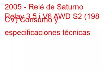 2005 - Relé de Saturno
Relay 3.5 i V6 AWD S2 (198 CV) Consumo y especificaciones técnicas