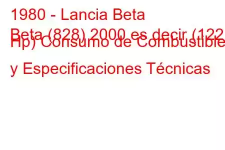 1980 - Lancia Beta
Beta (828) 2000 es decir (122 Hp) Consumo de Combustible y Especificaciones Técnicas