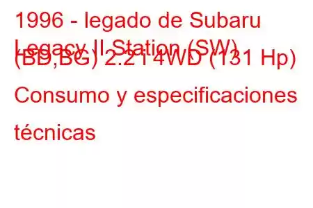 1996 - legado de Subaru
Legacy II Station (SW) (BD,BG) 2.2 i 4WD (131 Hp) Consumo y especificaciones técnicas