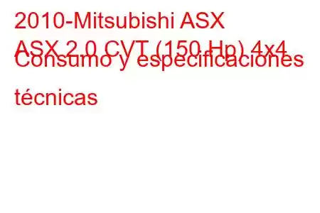 2010-Mitsubishi ASX
ASX 2.0 CVT (150 Hp) 4x4 Consumo y especificaciones técnicas