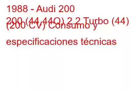 1988 - Audi 200
200 (44,44Q) 2.2 Turbo (44) (200 CV) Consumo y especificaciones técnicas