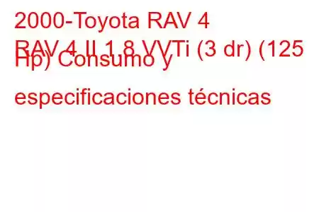 2000-Toyota RAV 4
RAV 4 II 1.8 VVTi (3 dr) (125 Hp) Consumo y especificaciones técnicas