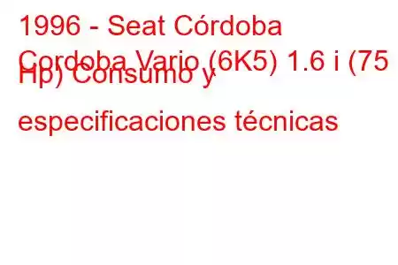 1996 - Seat Córdoba
Cordoba Vario (6K5) 1.6 i (75 Hp) Consumo y especificaciones técnicas