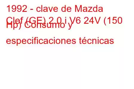 1992 - clave de Mazda
Clef (GE) 2.0 i V6 24V (150 Hp) Consumo y especificaciones técnicas