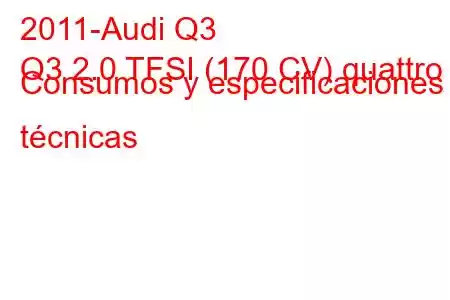 2011-Audi Q3
Q3 2.0 TFSI (170 CV) quattro Consumos y especificaciones técnicas