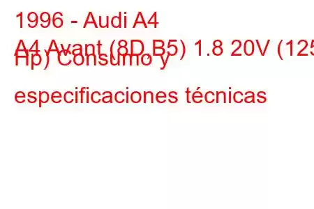 1996 - Audi A4
A4 Avant (8D,B5) 1.8 20V (125 Hp) Consumo y especificaciones técnicas