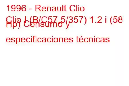 1996 - Renault Clio
Clio I (B/C57,5/357) 1.2 i (58 Hp) Consumo y especificaciones técnicas