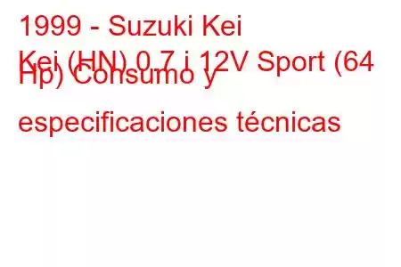 1999 - Suzuki Kei
Kei (HN) 0.7 i 12V Sport (64 Hp) Consumo y especificaciones técnicas