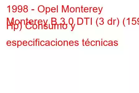 1998 - Opel Monterey
Monterey B 3.0 DTI (3 dr) (159 Hp) Consumo y especificaciones técnicas