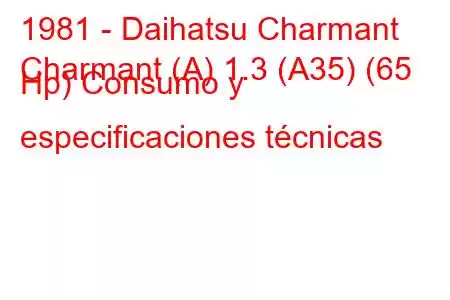 1981 - Daihatsu Charmant
Charmant (A) 1.3 (A35) (65 Hp) Consumo y especificaciones técnicas