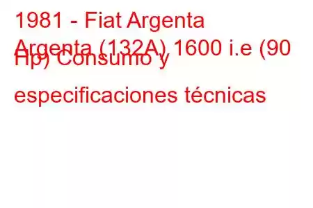 1981 - Fiat Argenta
Argenta (132A) 1600 i.e (90 Hp) Consumo y especificaciones técnicas