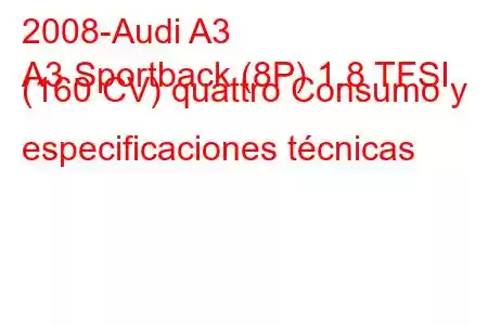 2008-Audi A3
A3 Sportback (8P) 1.8 TFSI (160 CV) quattro Consumo y especificaciones técnicas