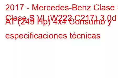 2017 - Mercedes-Benz Clase S
Clase S VI (W222,C217) 3.0d AT (249 Hp) 4x4 Consumo y especificaciones técnicas