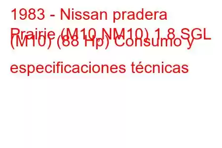 1983 - Nissan pradera
Prairie (M10,NM10) 1.8 SGL (M10) (88 Hp) Consumo y especificaciones técnicas