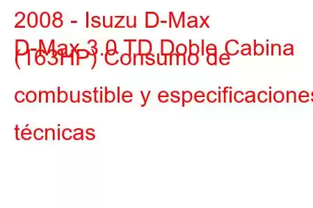 2008 - Isuzu D-Max
D-Max 3.0 TD Doble Cabina (163HP) Consumo de combustible y especificaciones técnicas