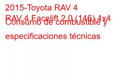 2015-Toyota RAV 4
RAV 4 Facelift 2.0 (146) 4x4 Consumo de combustible y especificaciones técnicas