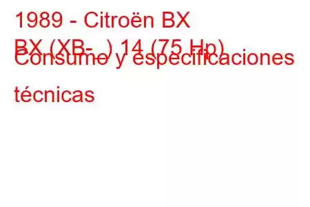 1989 - Citroën BX
BX (XB-_) 14 (75 Hp) Consumo y especificaciones técnicas