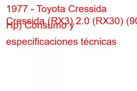 1977 - Toyota Cressida
Cressida (RX3) 2.0 (RX30) (90 Hp) Consumo y especificaciones técnicas