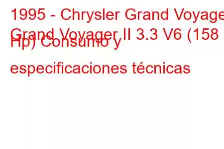 1995 - Chrysler Grand Voyager
Grand Voyager II 3.3 V6 (158 Hp) Consumo y especificaciones técnicas