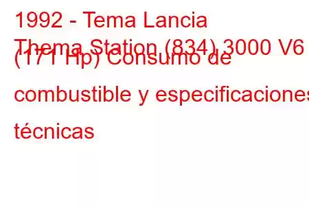 1992 - Tema Lancia
Thema Station (834) 3000 V6 (171 Hp) Consumo de combustible y especificaciones técnicas