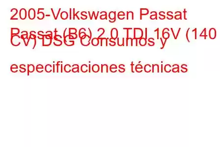 2005-Volkswagen Passat
Passat (B6) 2.0 TDI 16V (140 CV) DSG Consumos y especificaciones técnicas