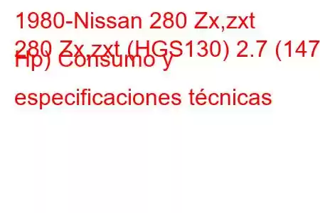 1980-Nissan 280 Zx,zxt
280 Zx,zxt (HGS130) 2.7 (147 Hp) Consumo y especificaciones técnicas