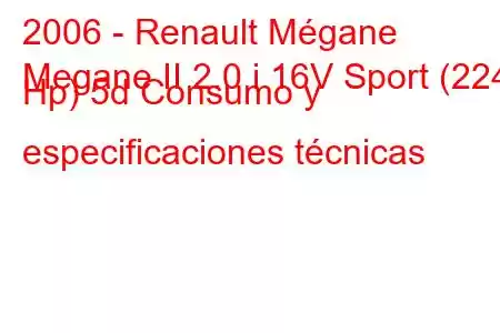 2006 - Renault Mégane
Megane II 2.0 i 16V Sport (224 Hp) 5d Consumo y especificaciones técnicas