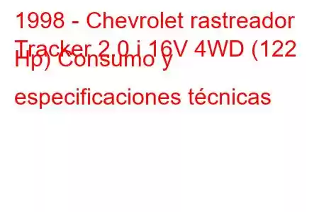 1998 - Chevrolet rastreador
Tracker 2.0 i 16V 4WD (122 Hp) Consumo y especificaciones técnicas