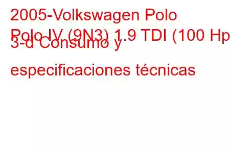 2005-Volkswagen Polo
Polo IV (9N3) 1.9 TDI (100 Hp) 3-d Consumo y especificaciones técnicas